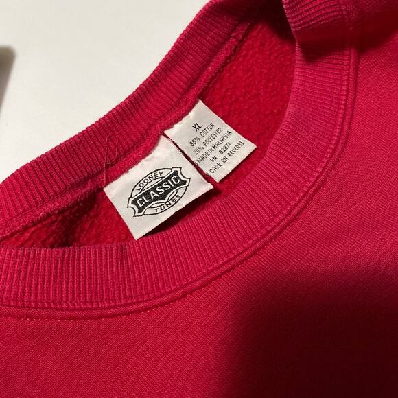 Vintage Looney Tunes Merrie Melodies XL Sweatshirt Bugs Bunny Taz Embroidered - Picture 8 of 10